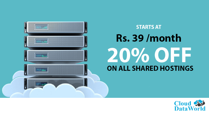 20% inaugural discount on all Shared Hosting – Starts at Rs. 39/month